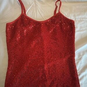 Red‎ sequin tank top